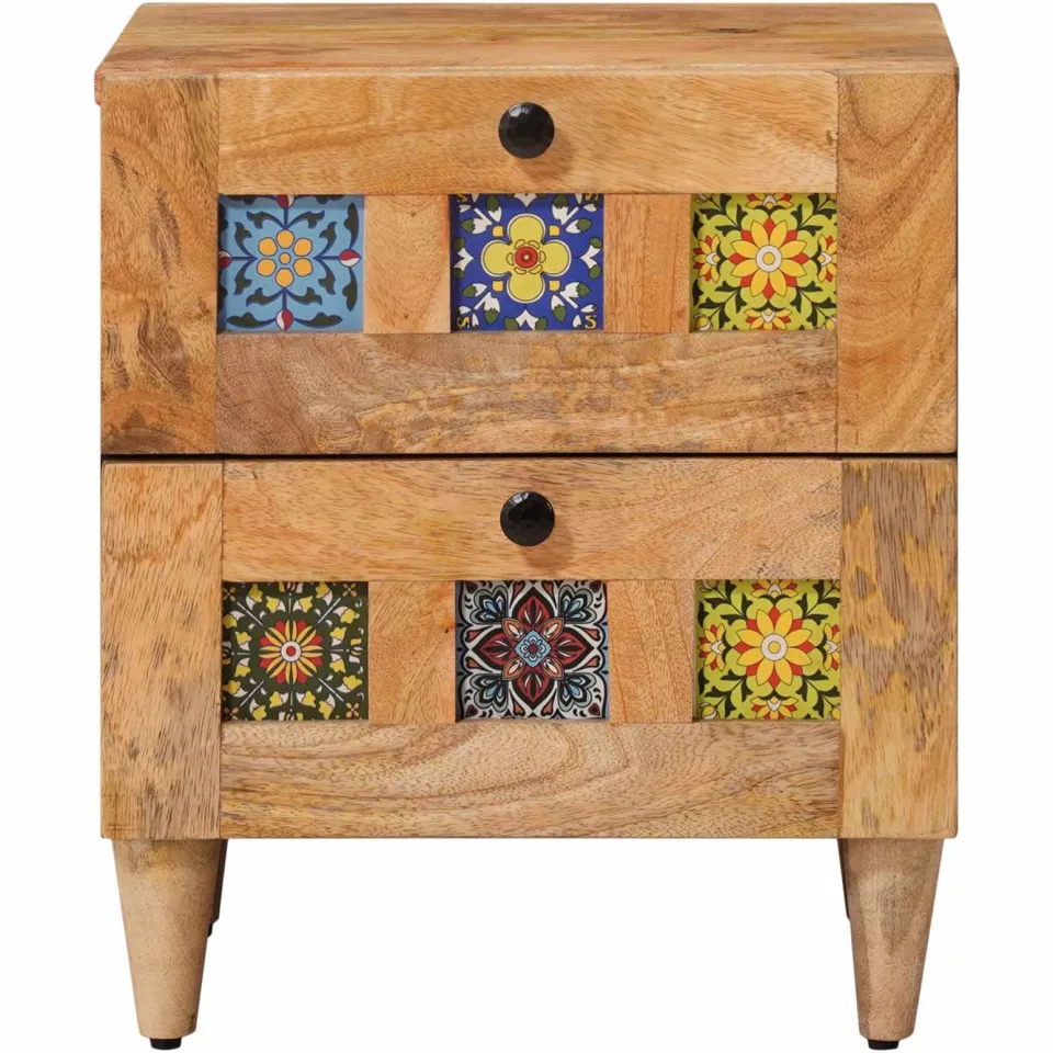 vidaXL Nachtkastje Naturel 40 x 33 x 46 cm Massief Mango Hout, foto 3