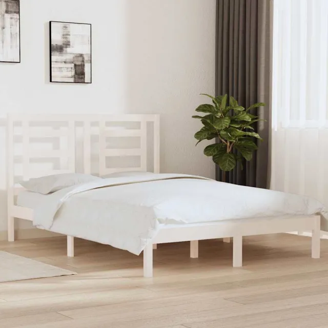 vidaXL Bedframe zonder matras massief grenenhout wit 140x190 cm