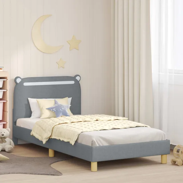 vidaXL Bedframe voor kinderen met hoofdbord Lichtgrijs 80 x 200 cm