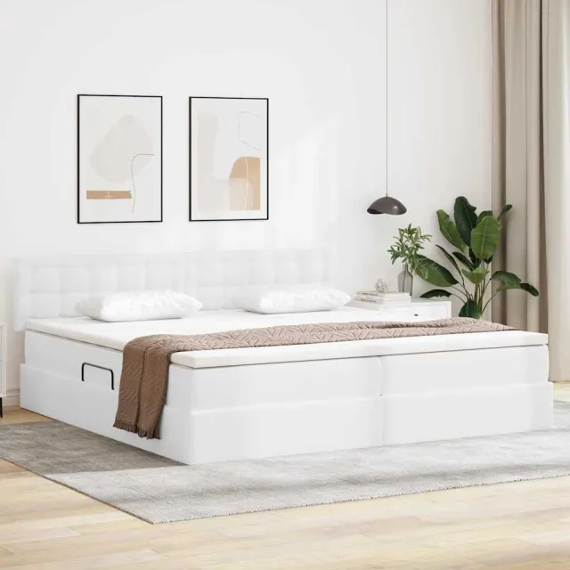 vidaXL Opslag bed met matras met opslag Puur Wit 200 x 200 cm Nep Leer