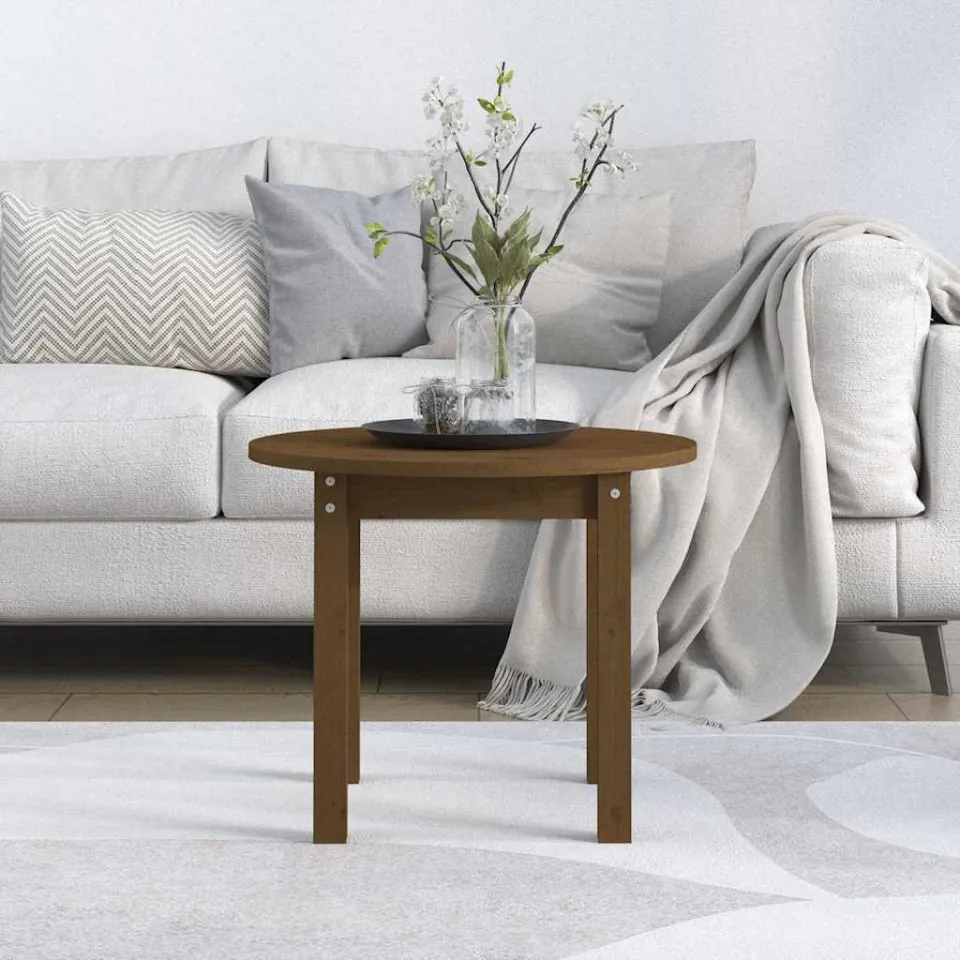 vidaXL Salontafel Ø 55x45 cm massief grenenhout honingbruin bruin, foto 3