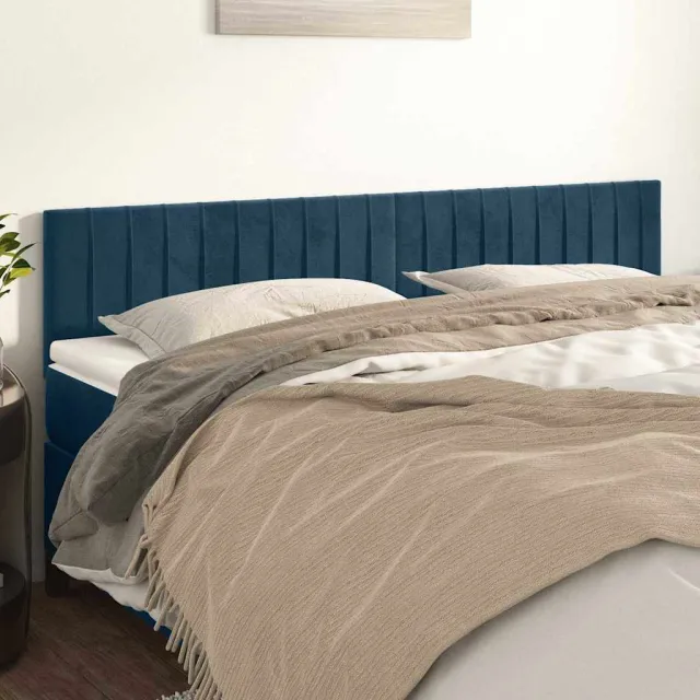 vidaXL Hoofdborden 160x5x78/88 cm fluweel donkerblauw