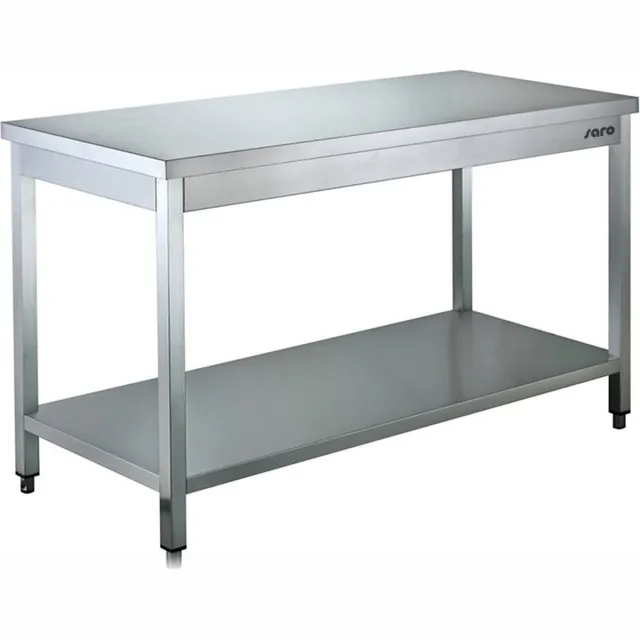 Saro Roestvrij stalen tafel, met onderblad - 700 mm diepte, 600 mm | 700-1100 Grijs
