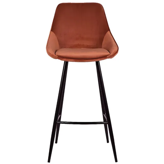 Vente-unique Set van 2 barkrukken - Fluweel - Terracotta - MASURIE