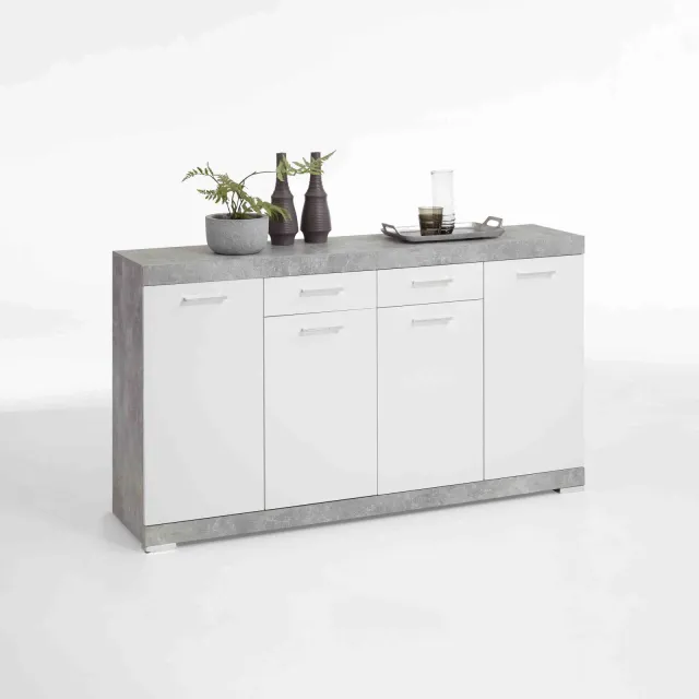 dressoir Hermes beton grijs en wit Grijs | Wit