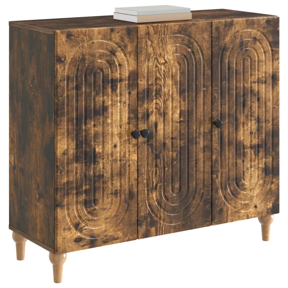 vidaXL Dressoir Gerookt eiken 89 x 34,5 x 80 cm Bewerkt hout Bruin