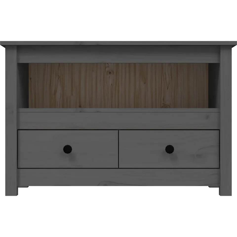vidaXL Tv-meubel 79x35x52 cm massief grenenhout grijs, foto 3