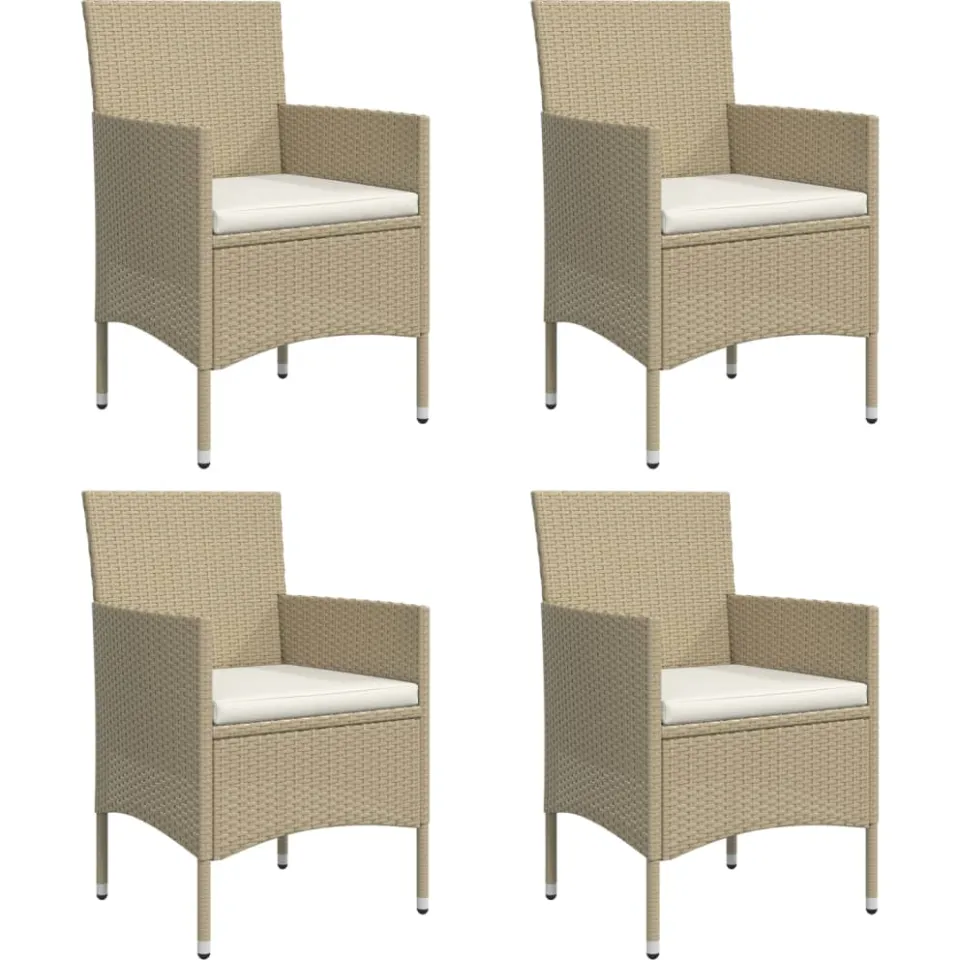 vidaXL 5-delige Tuinset met kussens beige en zwart, foto 3