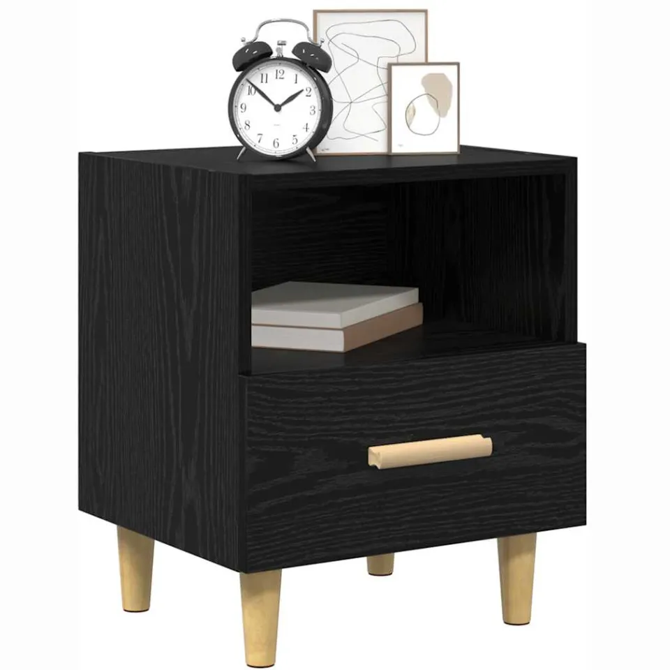 vidaXL Nachtkastje 2 st Zwart Eiken 40 x 35 x 47 cm Bewerkt hout