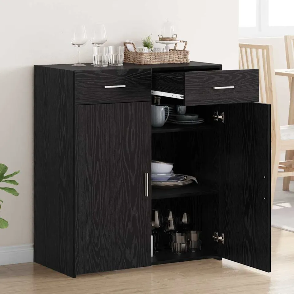 vidaXL Opbergkast Zwart Eiken 80 x 42.5 x 93 cm, foto 4