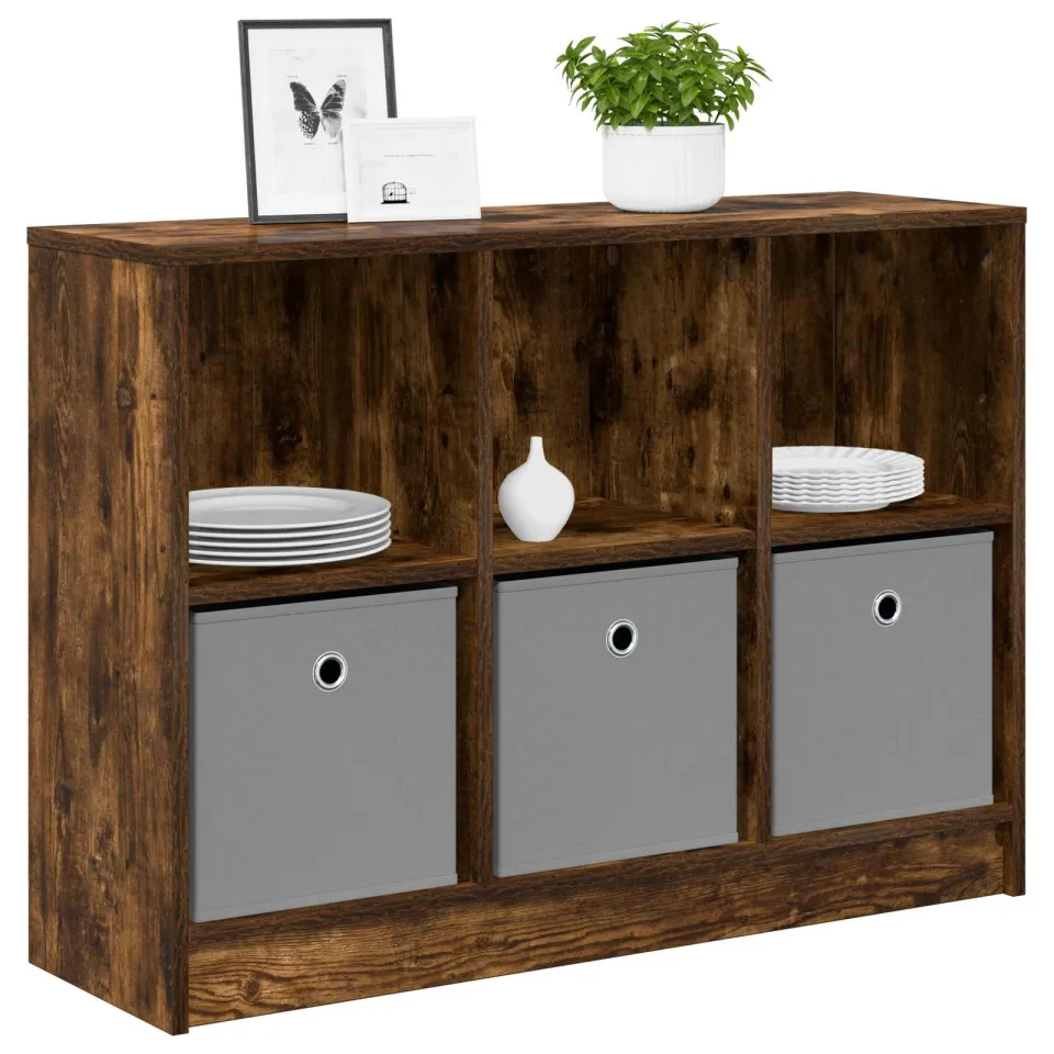 vidaXL Dressoir Gerookt eiken 88,5 x 27,5 x 63,5 cm, foto 2