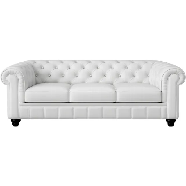 Meubeldistrict Chesterfield Bank - 3 Zits - Wit - Leer - Sofa