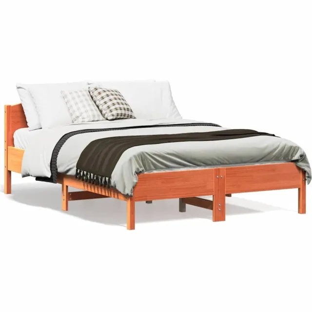 vidaXL Bed met matras massief grenenhout wasbruin 140x190 cm