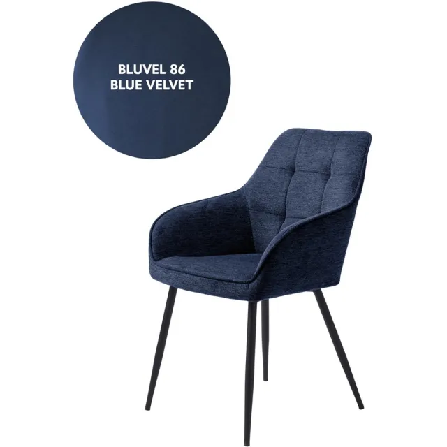 Giga Living Eetkamerstoel Nolan Square Blauw Velvet - Giga Living - Set van 2