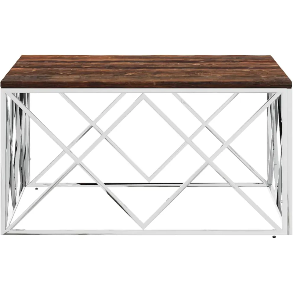 vidaXL Salontafel roestvrij staal en massief hergebruikt hout, foto 4