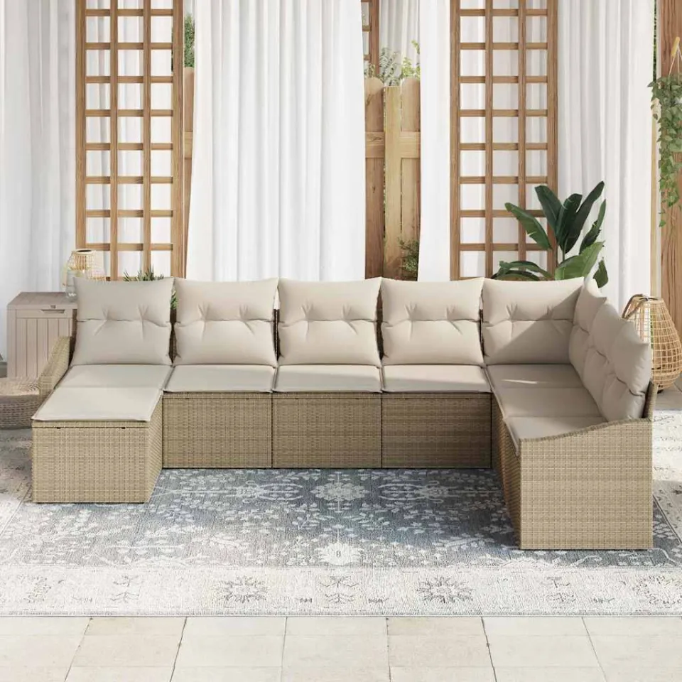 vidaXL Bankstel 8 st Beige poly rattan, foto 3