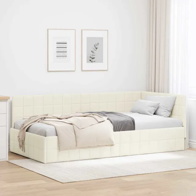 vidaXL Hoekbedframe Crème 90 x 200 cm fluweel