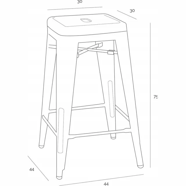 Design, Blauwe Metalen Kruk Loft Artpro - Bar Kruk Keuken 75cm
