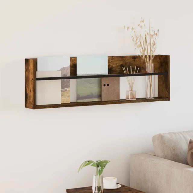 vidaXL Tijdschrift Rek Gerookt eiken 100 x 12 x 30 cm Bewerkt hout, foto 2