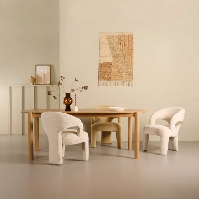 Woonexpress Eettafel Morez - Houten / Eikenhout Fineer - Naturel - 220x76x100 cm (BxHxD) - Voor 6 personen Hout - Eiken