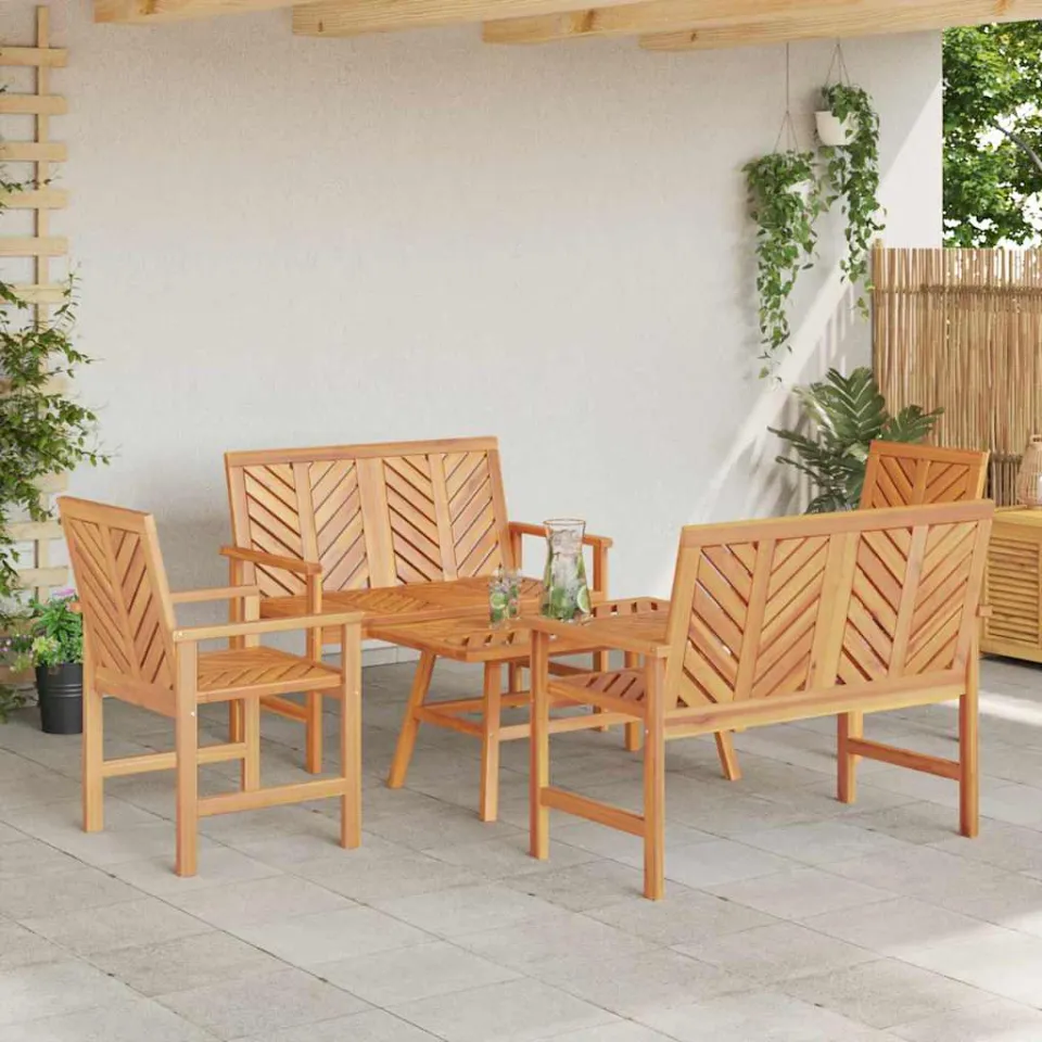 vidaXL Tuin loungeset 5 st Bruin Massief Acaciahout, foto 3