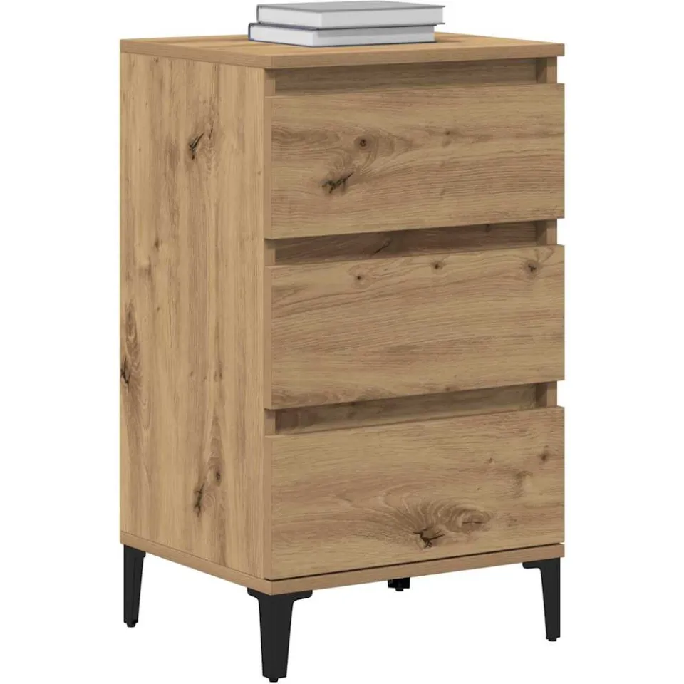 vidaXL Nachtkastje Artisan Eiken 45 x 35 x 44 cm Bewerkt hout Bruin