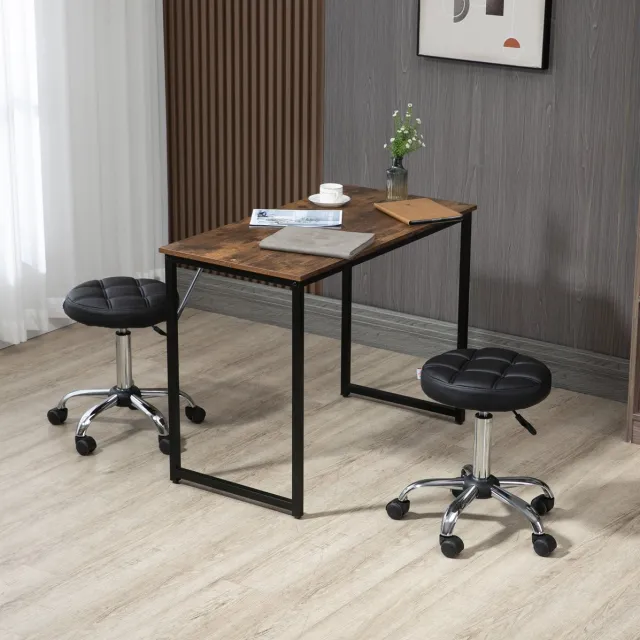 DESMIU Bureaukruk 35,5 x 48-63 cm - Draaibaar En Hoogteverstelbaar Met Wielen - Voor Salon En Studio - Kunstleer - Zwart
