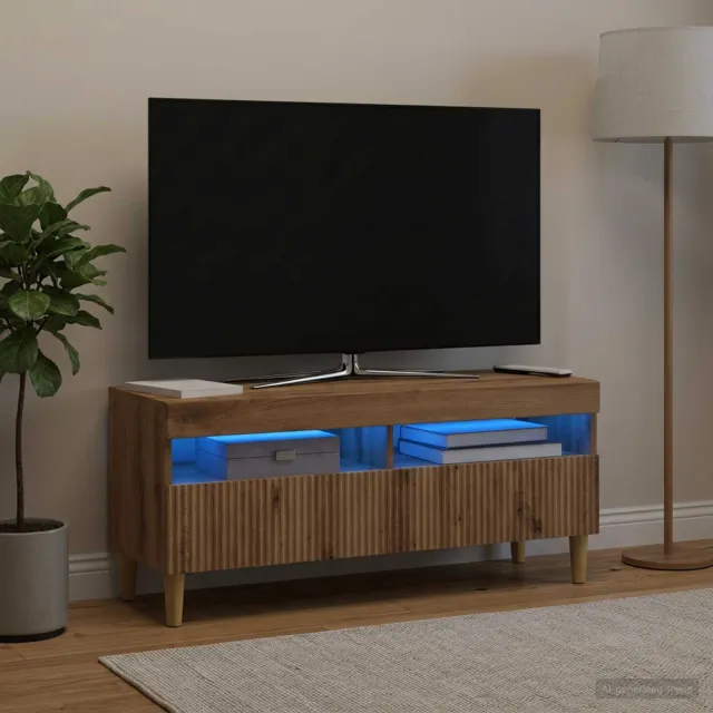 vidaXL LED tv-meubel ARNHEM 100 x 35 x 43 cm Artisanaal eiken Bruin