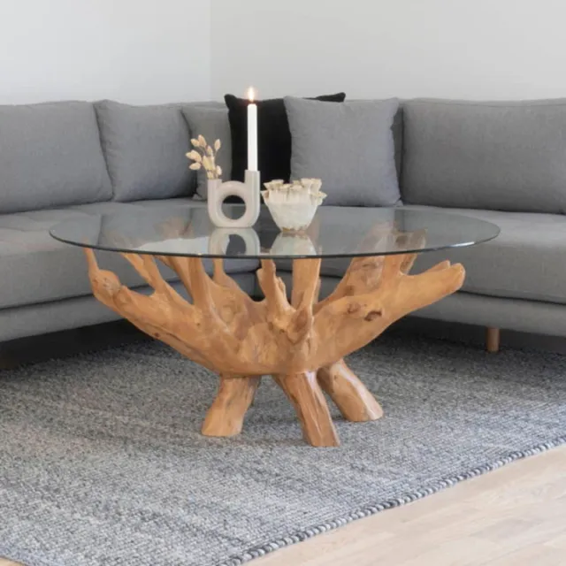 House Nordic Salontafel Amazonas Glas Ø110cm bruin
