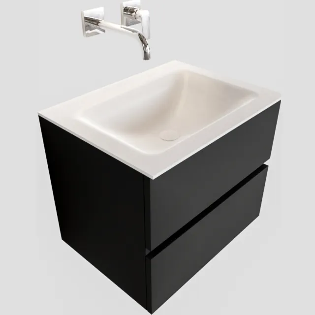 Boss & Wessing Badkamermeubel Solid Surface BWS Oslo 60x45 cm Mat Zwart Urban (0 kraangaten)