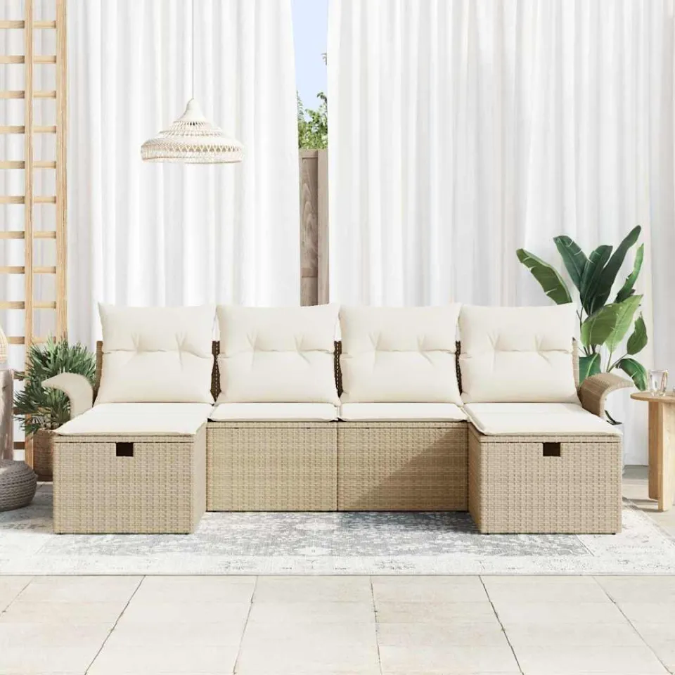 vidaXL Tuin Sofa Set 6 st Poly riet zwart, foto 3
