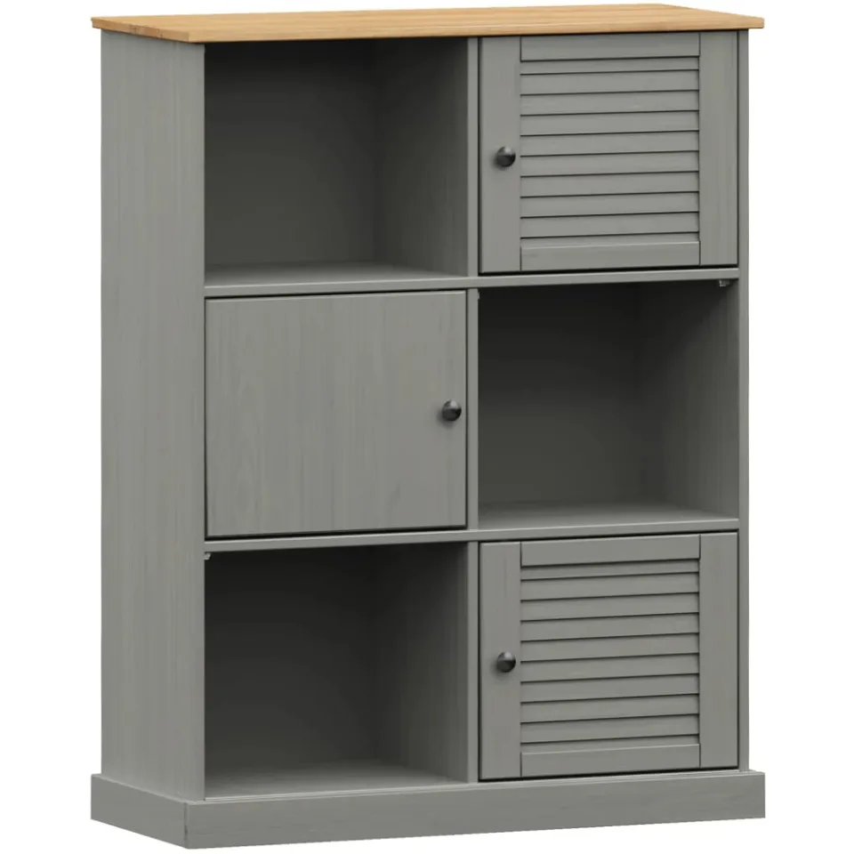 vidaXL Boekenkast VIGO 90x35x114,5 cm massief grenenhout grijs, foto 3