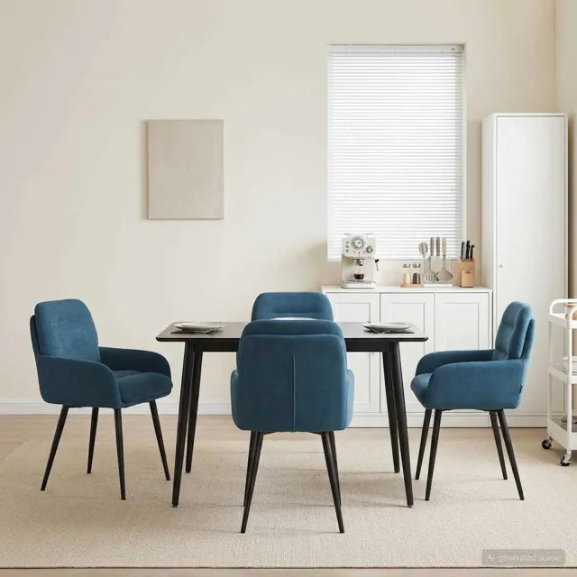 vidaXL Eettafelstoelen 4 st fluweel Blauw 59 x 59,5 x 90 cm