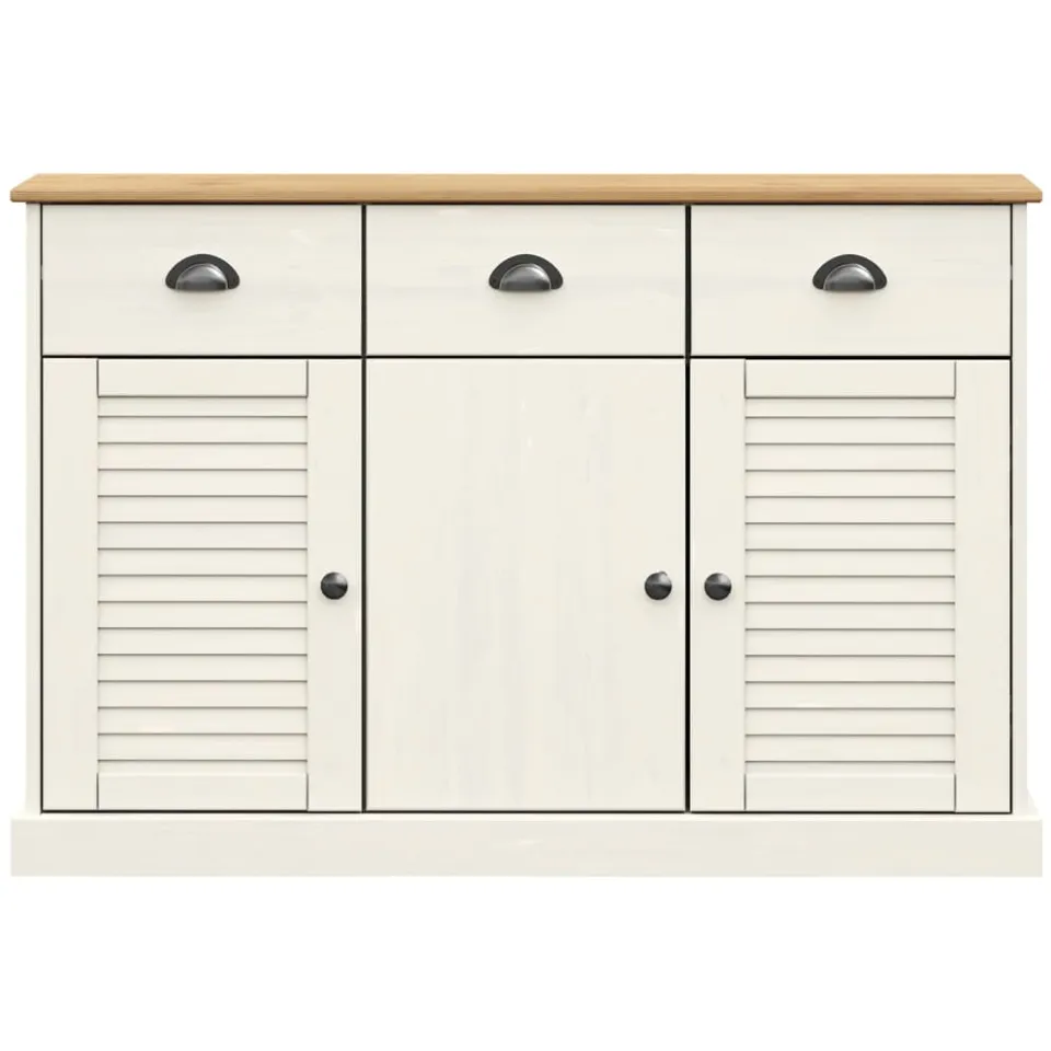 vidaXL Dressoir met lades VIGO 113x40x75 cm massief grenenhout wit, foto 4