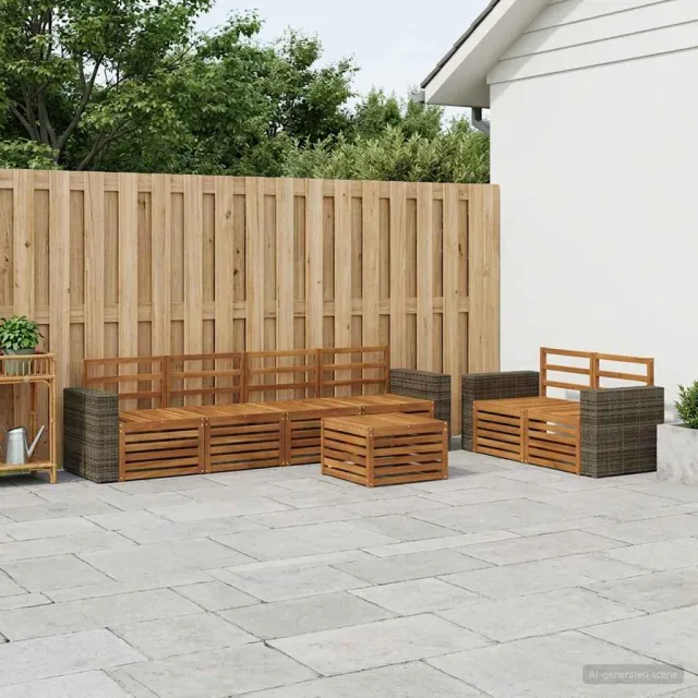vidaXL Buiten bankenset 7 st 6-zits Naturel Massief Acaciahout