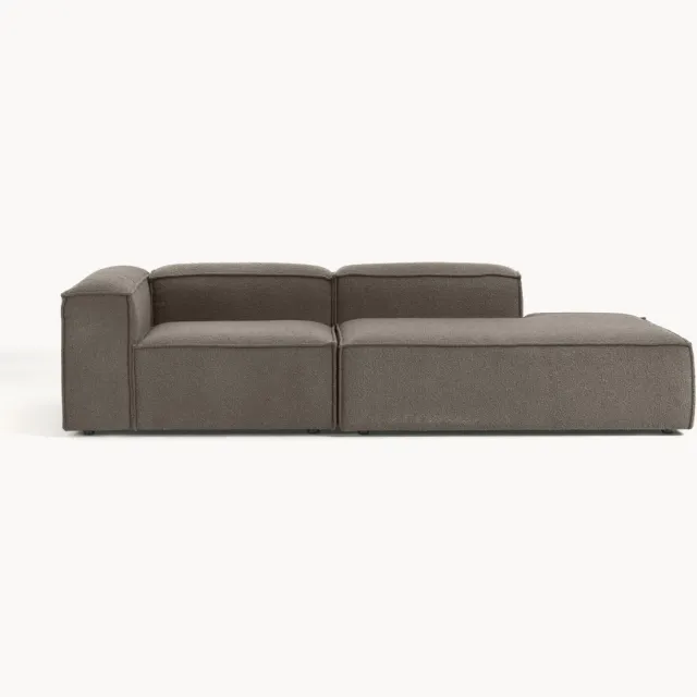 Westwing Collection Modulaire chaise longue Lennon uit bouclé Taupe