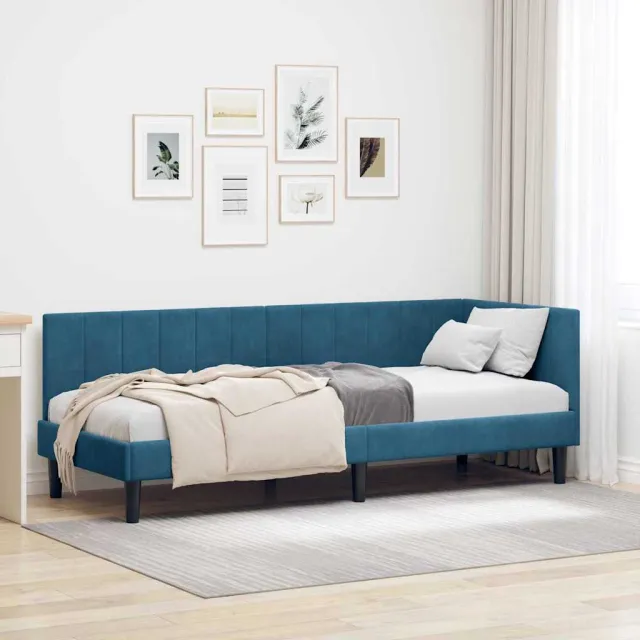 vidaXL Hoekbedframe Blauw 80 x 200 cm fluweel