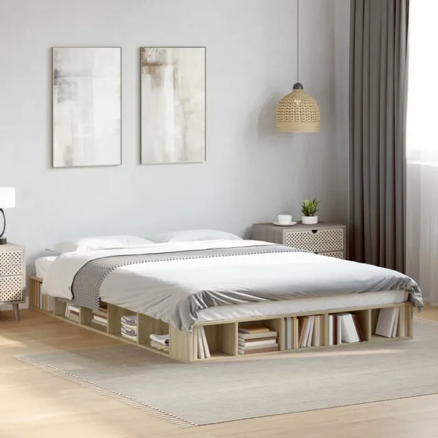 vidaXL Bedframe bewerkt hout sonoma eikenkleurig 160x200 cm