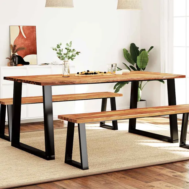 vidaXL Eettafel met natuurlijke rand 180x90x75 cm massief acaciahout Bruin