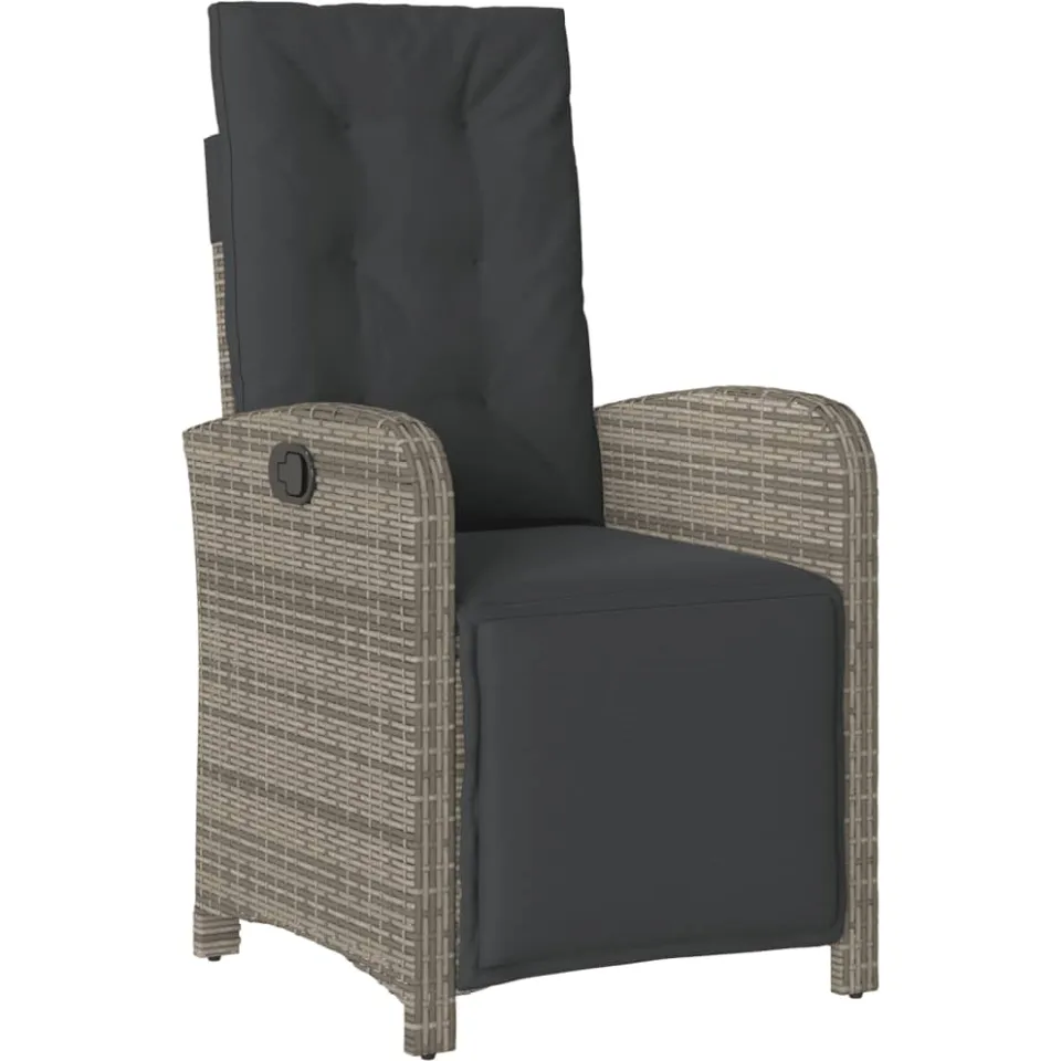 vidaXL 7-delige Tuinset met kussens poly rattan grijs