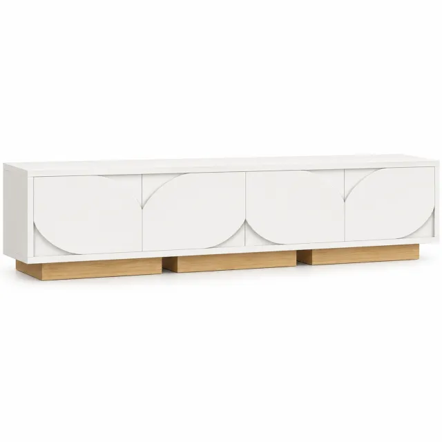Niamora TV-kast - Lowboard TV-meubel - Modern TV-kast - TV-opbergkast - 175 x 42 x 40 cm - 4 opbergvakken - Wit - Verstelbare planken.