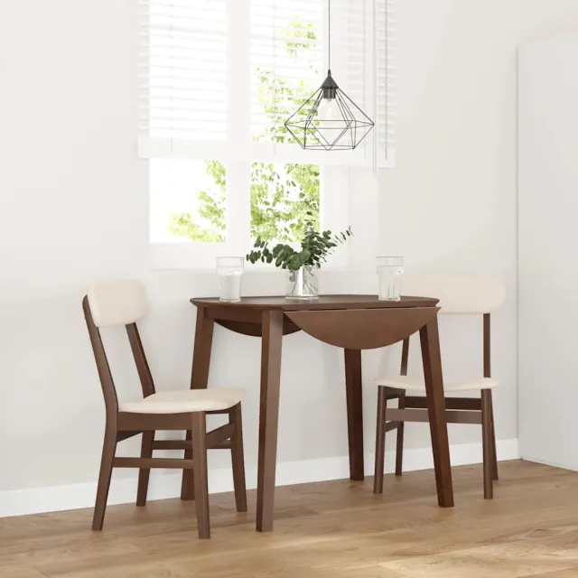 vidaXL Eetkamerstoelen met kussens 2 st massief hout rubber bruin, foto 2