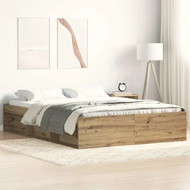 vidaXL Bedframe zonder matras spaanplaat artisanaal eikenkleurig Bruin
