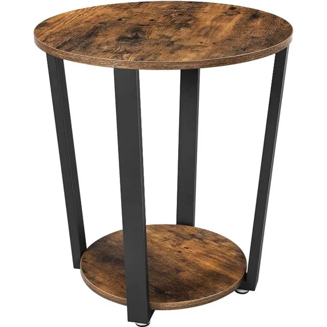 MAZAZU MIRA Home - Bijzettafel rond - Salontafel woonkamer - Industrieel - Bruin/Zwart - 57x50x50 cm Bruin, Zwart