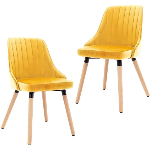 medina Eetkamerstoelen 2 st fluweel geel