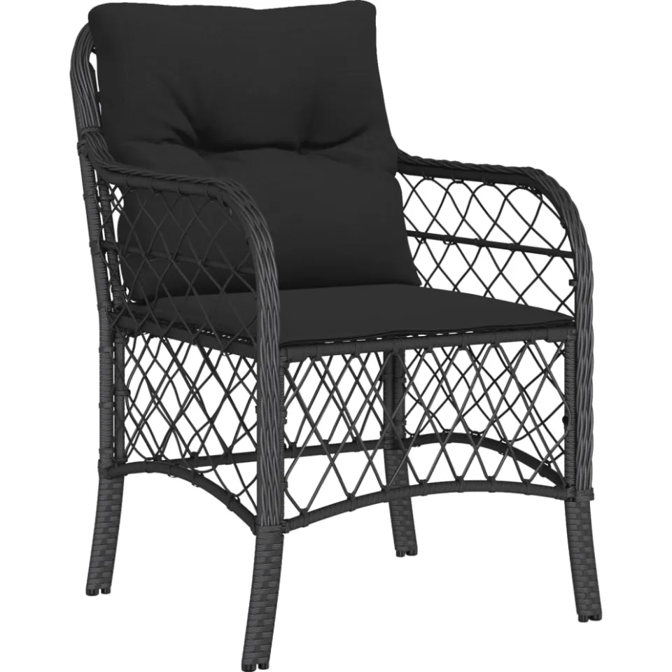 vidaXL 7-delige Tuinset met kussens poly rattan zwart