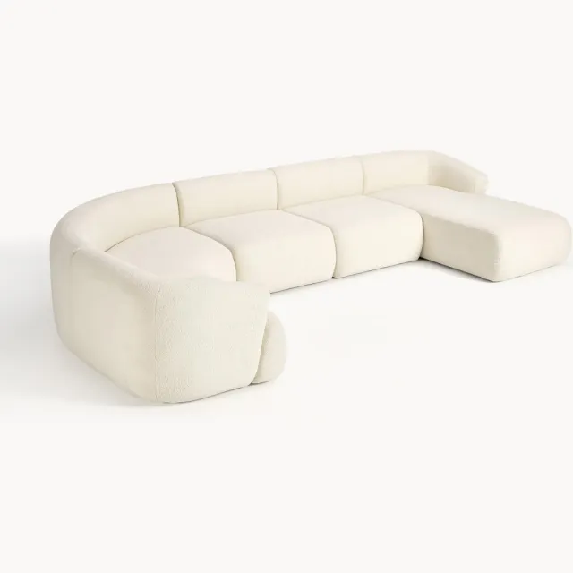 Westwing Collection Modulaire teddy U-bank Sofia Wit