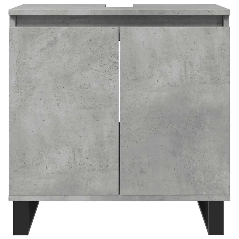 vidaXL Badkamerkast 58x33x60 cm bewerkt hout betongrijs grijs, foto 4