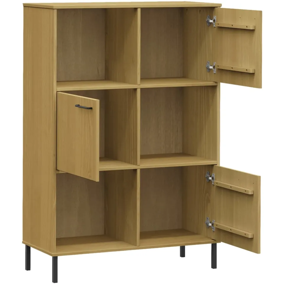 vidaXL Boekenkast met metalen poten OSLO 90x35x128,5 cm hout bruin, foto 4