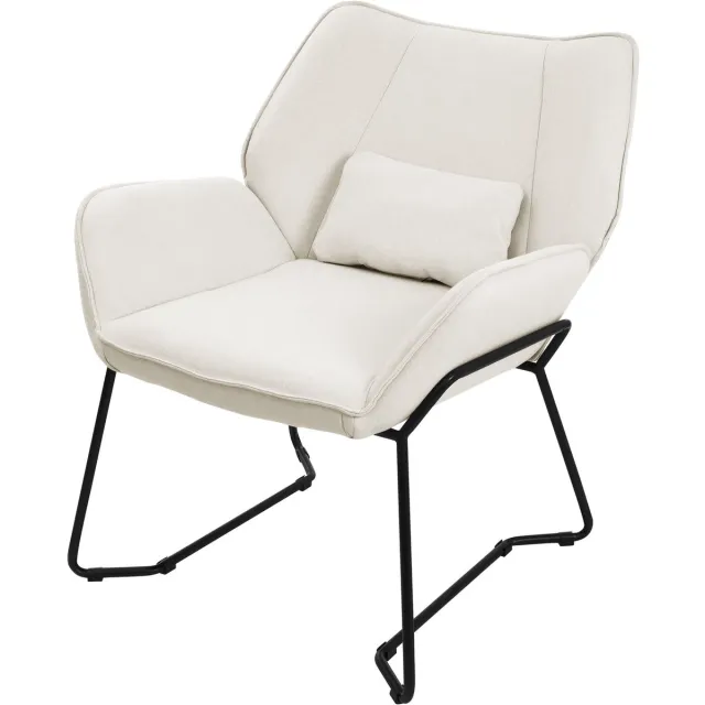 ml-design Relaxstoel woonkamer stoffen fauteuil ergonomisch, loungestoel en comfortabele leesstoel met gestoffeerde linnen bekleding, afneembaar lendenkussen, robuust stalen frame met vloerbeschermers, relaxfauteuil voor thuis, beige